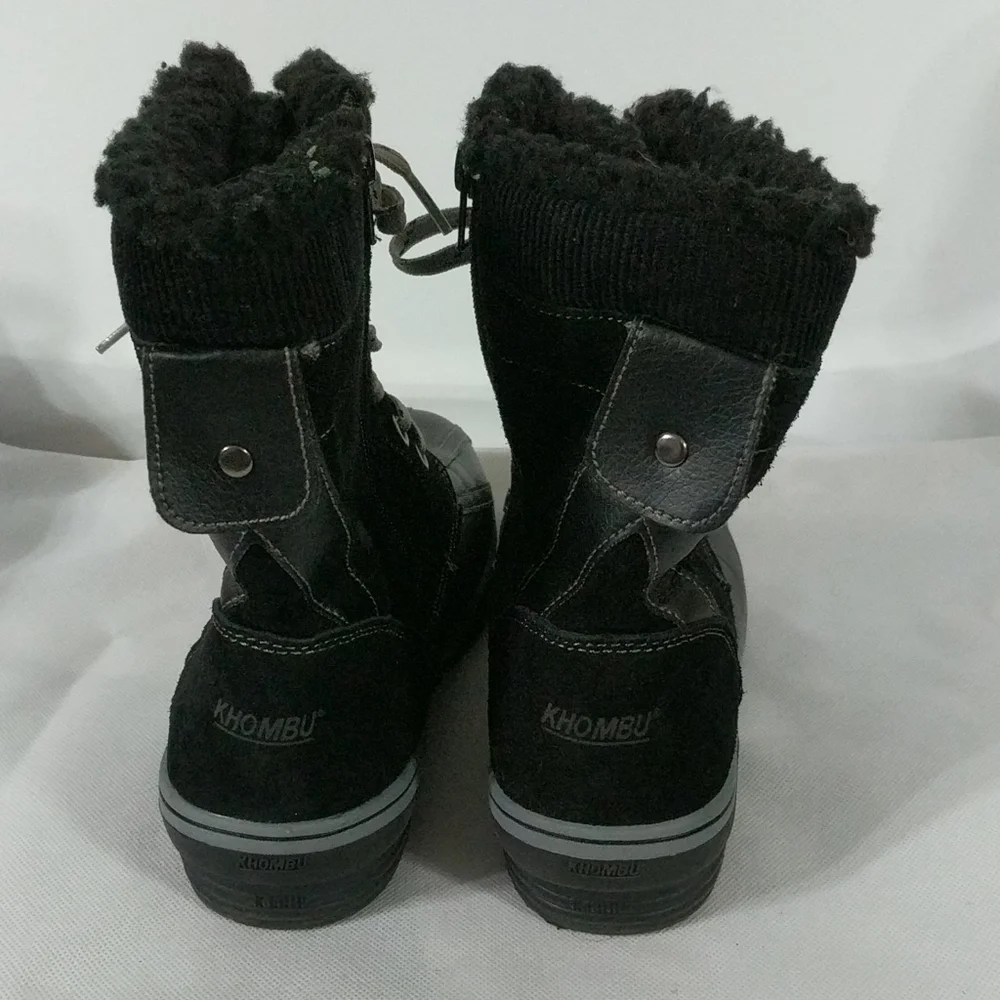 𝅺Khombu Kiara Black Leather and Faux Fur Winter Boots - size 8